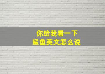 你给我看一下鲨鱼英文怎么说