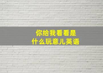 你给我看看是什么玩意儿英语