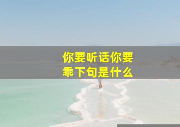 你要听话你要乖下句是什么