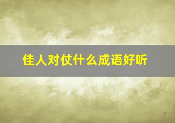 佳人对仗什么成语好听