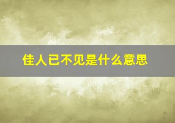 佳人已不见是什么意思