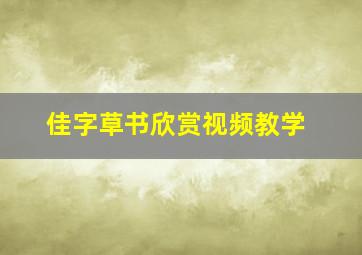 佳字草书欣赏视频教学