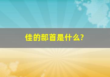 佳的部首是什么?