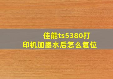 佳能ts5380打印机加墨水后怎么复位