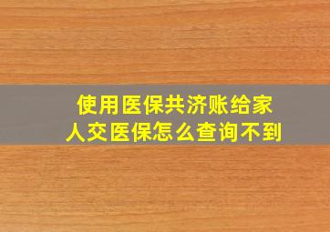 使用医保共济账给家人交医保怎么查询不到