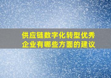 供应链数字化转型优秀企业有哪些方面的建议