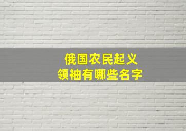 俄国农民起义领袖有哪些名字