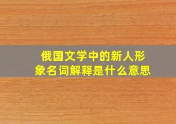 俄国文学中的新人形象名词解释是什么意思