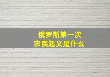 俄罗斯第一次农民起义是什么