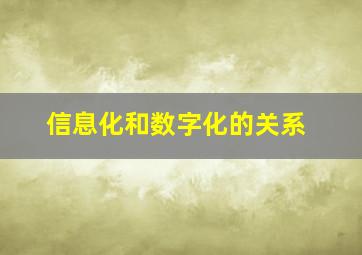 信息化和数字化的关系