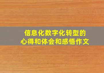 信息化数字化转型的心得和体会和感悟作文