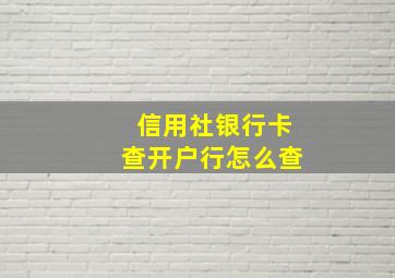 信用社银行卡查开户行怎么查