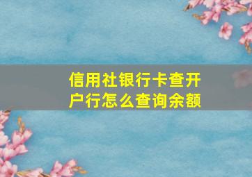 信用社银行卡查开户行怎么查询余额