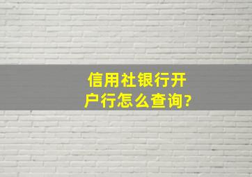 信用社银行开户行怎么查询?