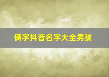 俩字抖音名字大全男孩