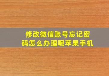 修改微信账号忘记密码怎么办理呢苹果手机