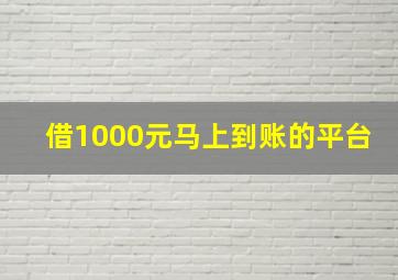 借1000元马上到账的平台