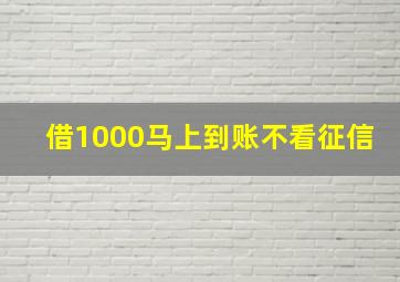 借1000马上到账不看征信