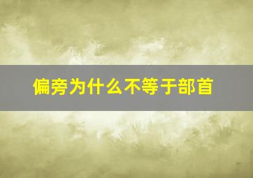 偏旁为什么不等于部首