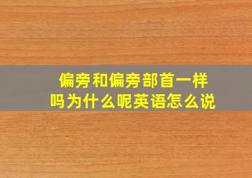 偏旁和偏旁部首一样吗为什么呢英语怎么说