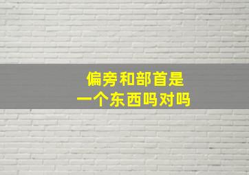 偏旁和部首是一个东西吗对吗