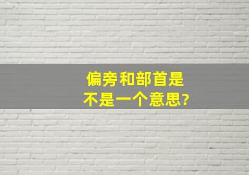 偏旁和部首是不是一个意思?