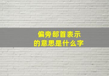 偏旁部首表示的意思是什么字