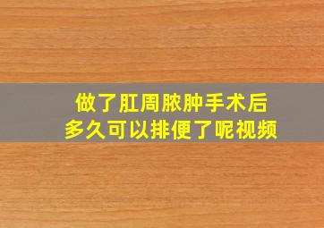 做了肛周脓肿手术后多久可以排便了呢视频