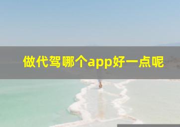 做代驾哪个app好一点呢