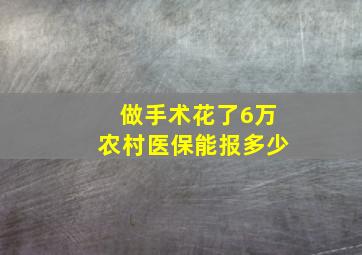 做手术花了6万农村医保能报多少