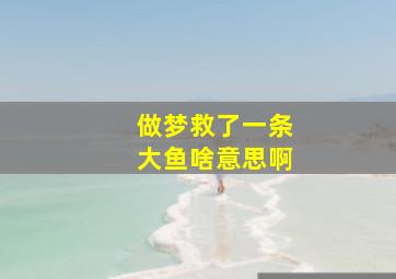 做梦救了一条大鱼啥意思啊