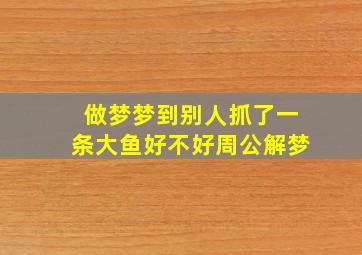 做梦梦到别人抓了一条大鱼好不好周公解梦