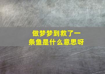 做梦梦到救了一条鱼是什么意思呀