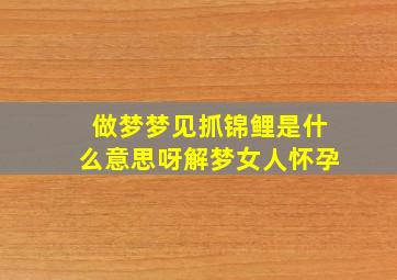 做梦梦见抓锦鲤是什么意思呀解梦女人怀孕