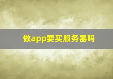 做app要买服务器吗