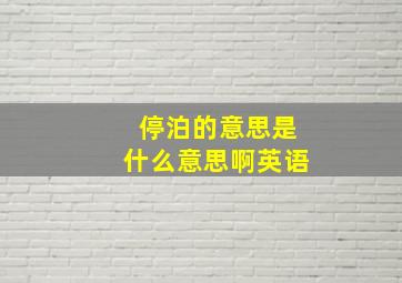 停泊的意思是什么意思啊英语