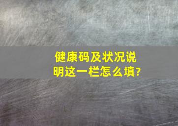 健康码及状况说明这一栏怎么填?