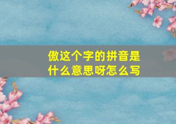 傲这个字的拼音是什么意思呀怎么写