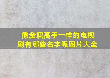 像全职高手一样的电视剧有哪些名字呢图片大全