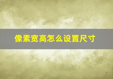 像素宽高怎么设置尺寸