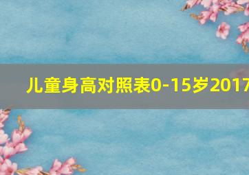 儿童身高对照表0-15岁2017