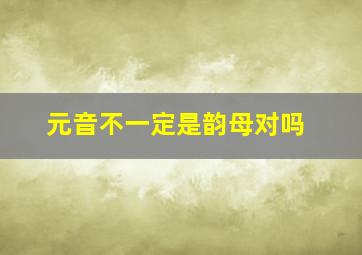 元音不一定是韵母对吗