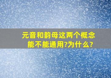 元音和韵母这两个概念能不能通用?为什么?