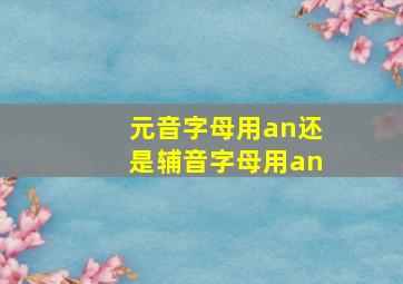 元音字母用an还是辅音字母用an