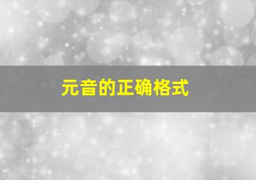 元音的正确格式