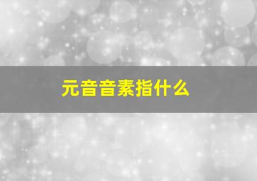 元音音素指什么