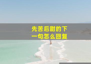 先苦后甜的下一句怎么回复