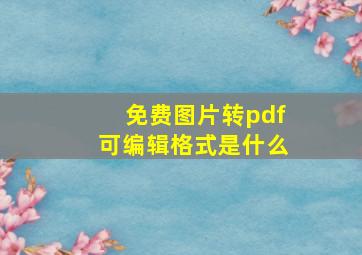 免费图片转pdf可编辑格式是什么