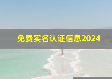 免费实名认证信息2024