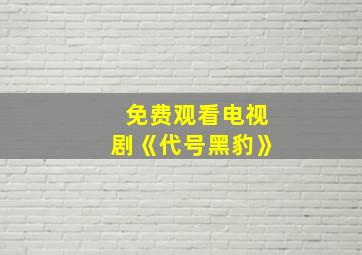 免费观看电视剧《代号黑豹》